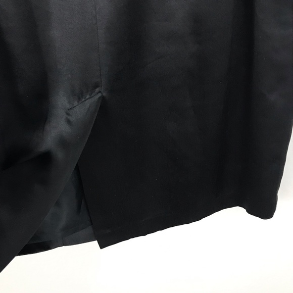 Vintage Bloomingdales Black 100% Silk Satin Skirt Pencil Straight 10 Medium - Picture 5 of 5